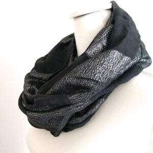CJ Banks Black Silver Infinity Fashion Scarf Circle Loop